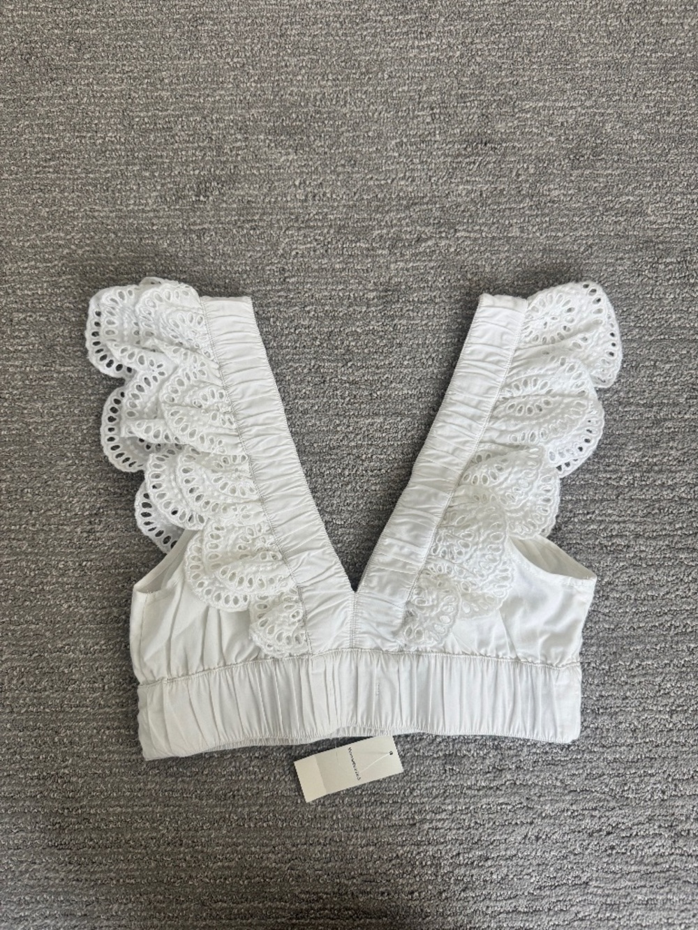 Abercrombie & Fitch Cropped Eyelet Blouse (White)